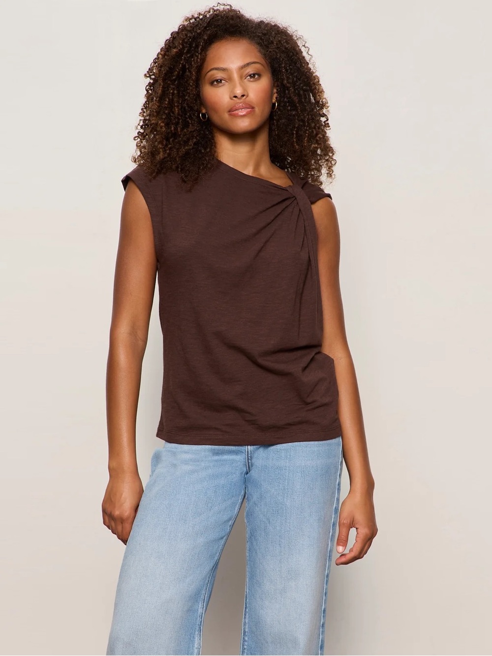 Sanctuary Dusty Rose Knot-Shoulder Sleeveless Tank